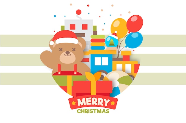 Free vector flat design christmas toys background
