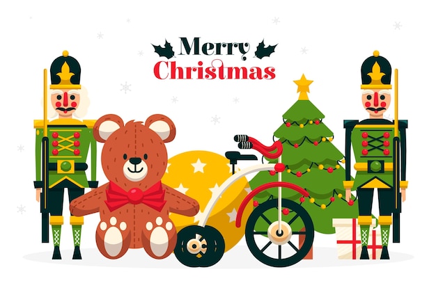 Free vector flat design christmas toys background