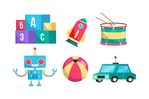 Flat design christmas toys collection