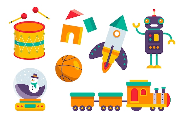 Flat design christmas toys collection