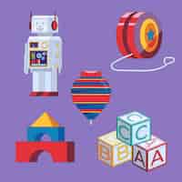Free vector flat design christmas toys collection