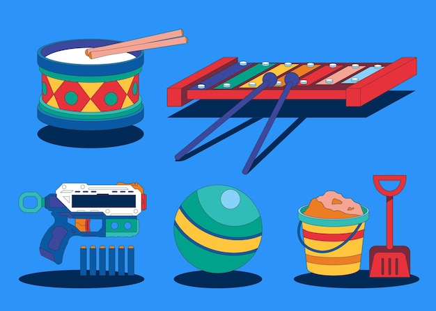 Free vector flat design christmas toys collection