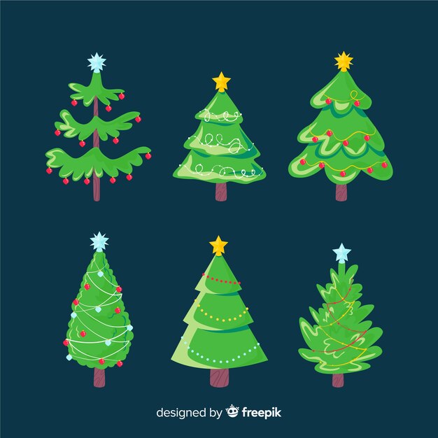 Flat design christmas tree collection