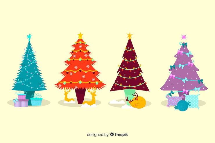 Free Vector flat design christmas tree collection