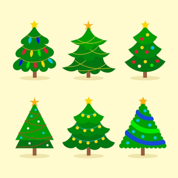 Free vector flat design christmas tree collection