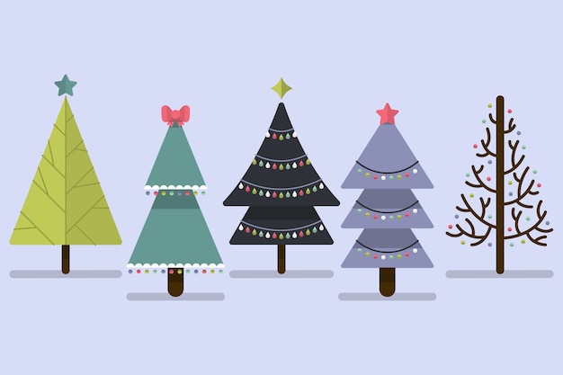 Free vector flat design christmas tree collection