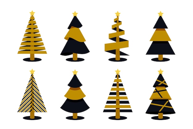 Collezione di alberi di natale design piatto