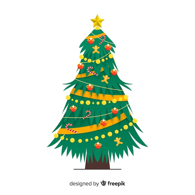 Flat design christmas tree concept