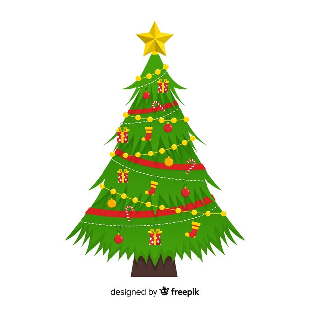 Flat design christmas tree concept