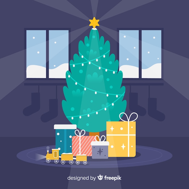 Free vector flat design christmas tree concept