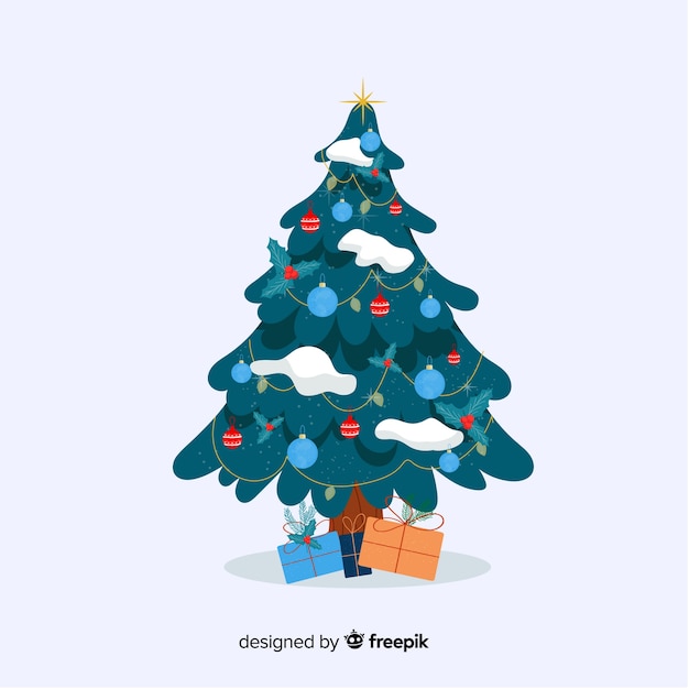 フラットなデザインのクリスマスツリーのコンセプト