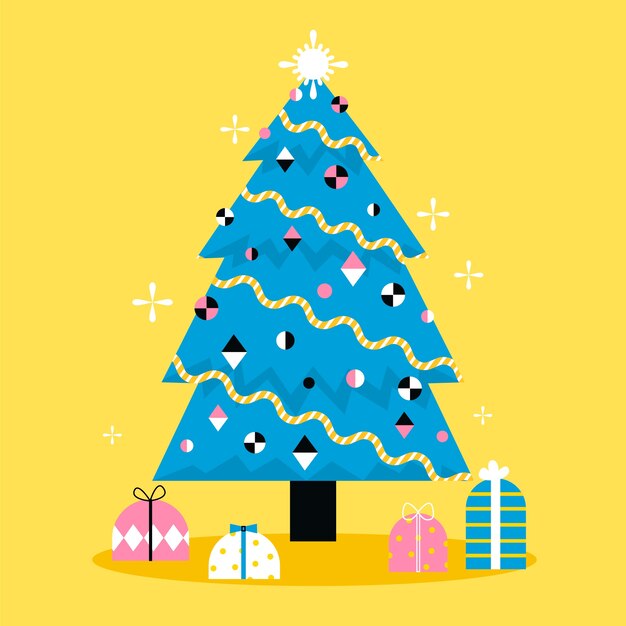 Flat design christmas tree concept