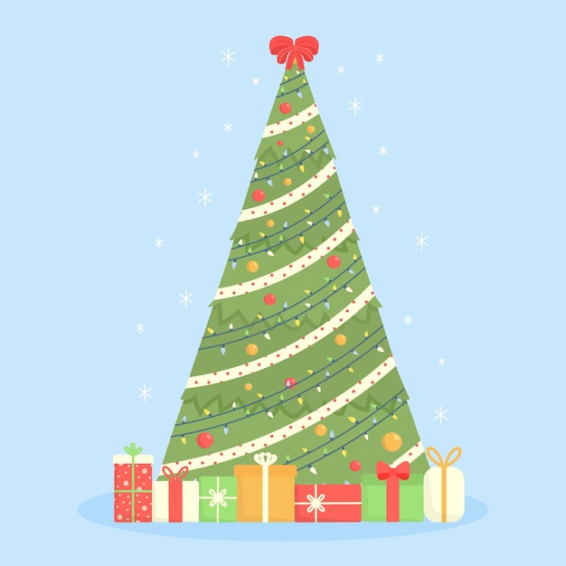 Flat design christmas tree