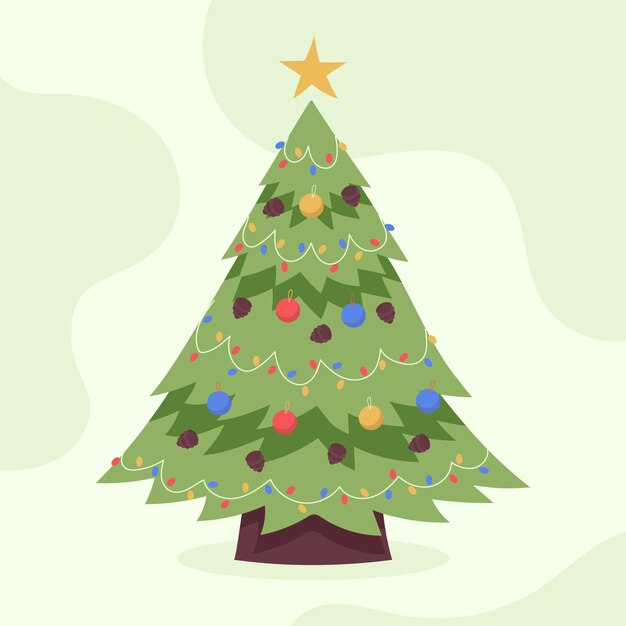 Flat design christmas tree