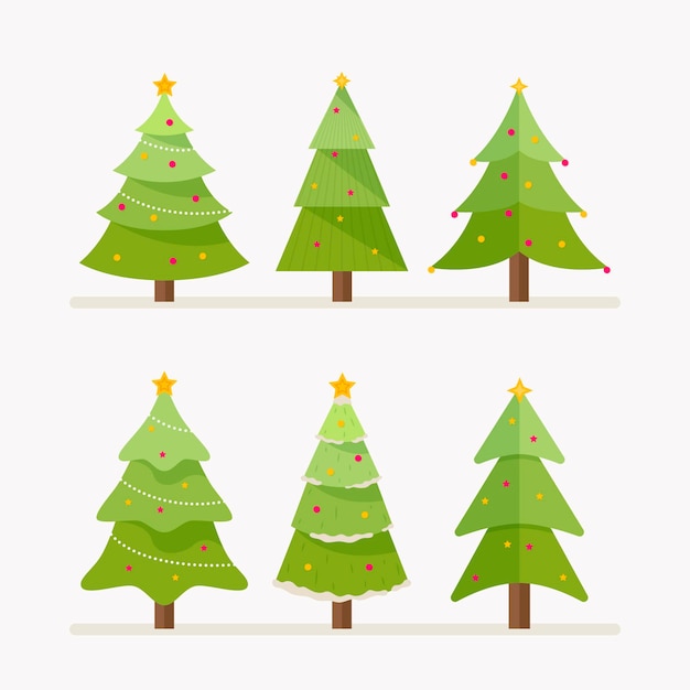 Free vector flat design christmas trees set