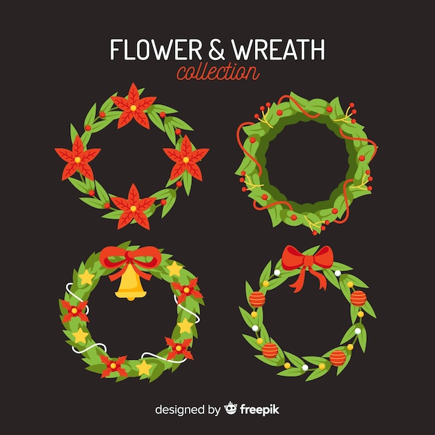 Flat design christmas wreath collection