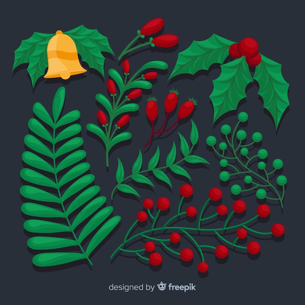 Free vector flat design christmas wreath collection