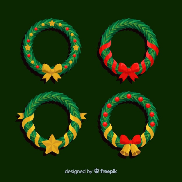 Flat design christmas wreath collection