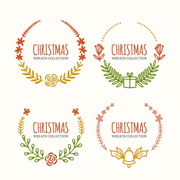 Flat design christmas wreath collection