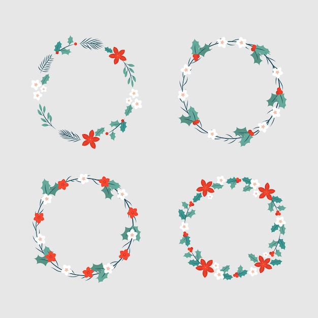 Free vector flat design christmas wreath collection