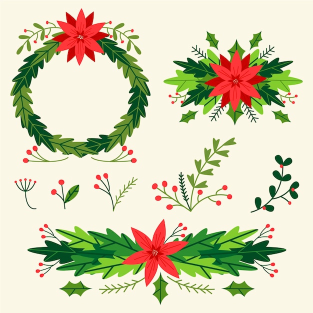 Flat design christmas wreath collection