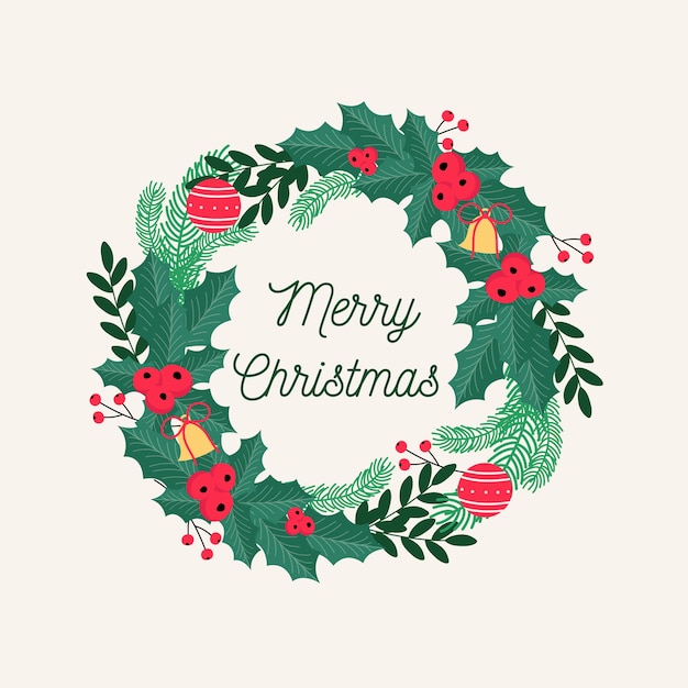 Free vector flat design christmas wreath concept