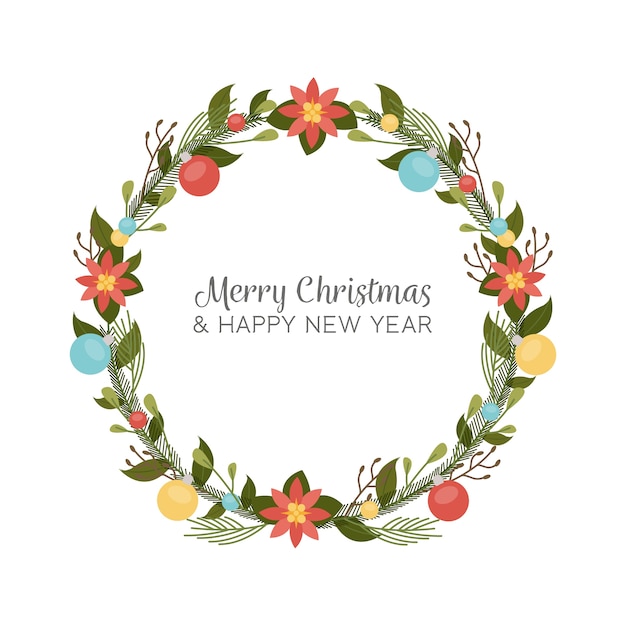 Flat design christmas wreath concept