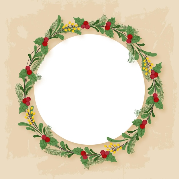 Flat design christmas wreath