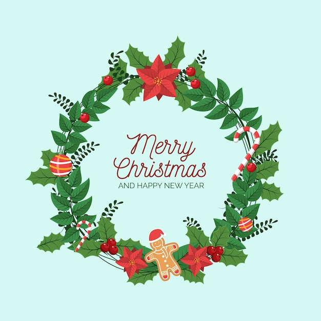 Flat design christmas wreath