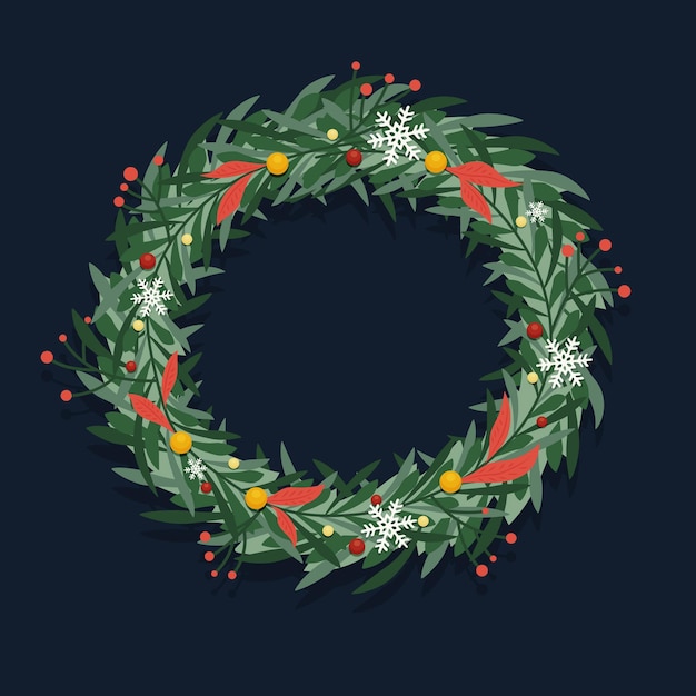 Flat design christmas wreath