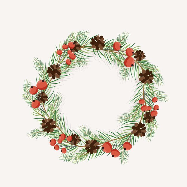 Flat design christmas wreath