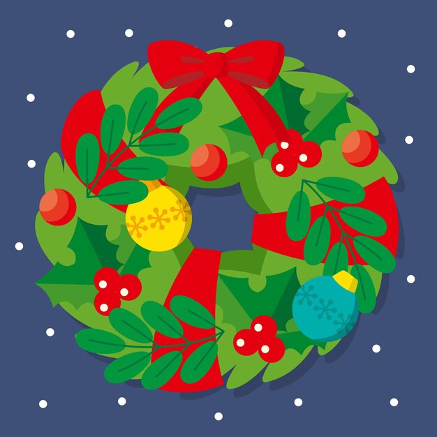 Free vector flat design christmas wreath