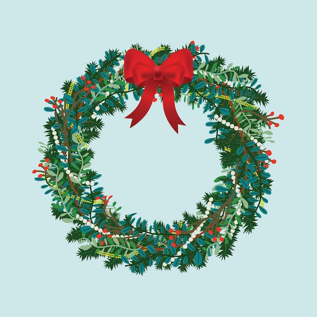 Flat design christmas wreath