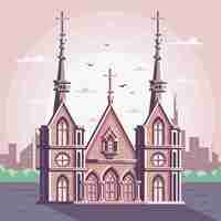 Free vector flat design church building illustration