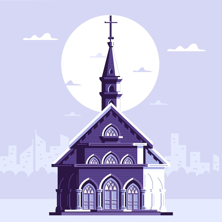 무료 Vector 평면 디자인 교회 건물 그림