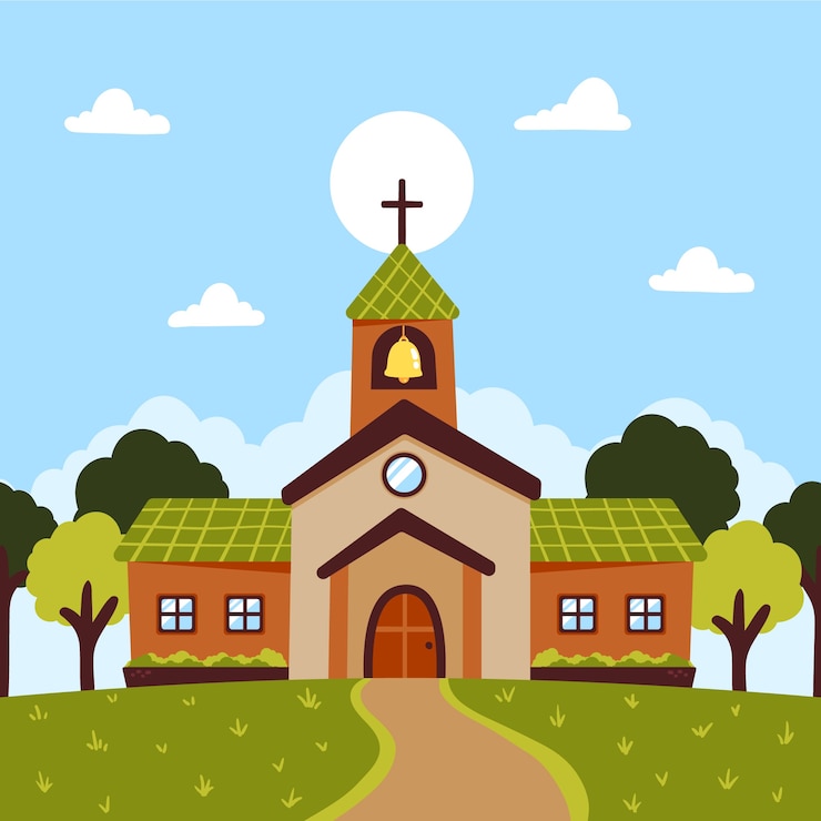무료 Vector 평면 디자인 교회 건물 그림