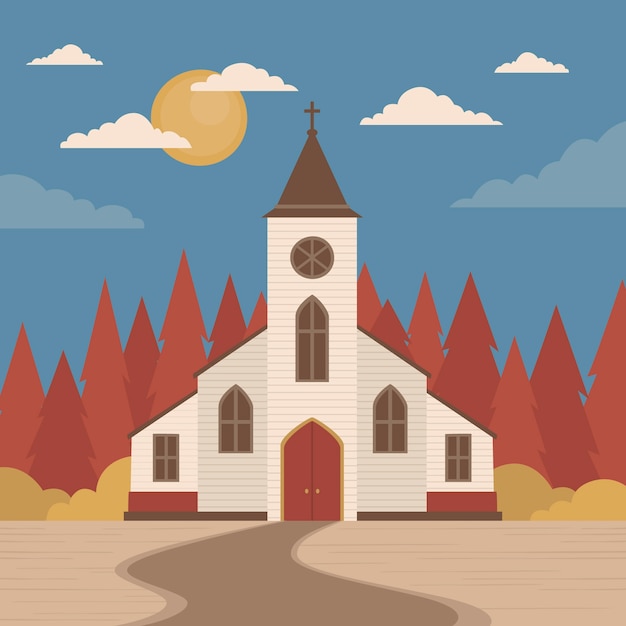 Free vector flat design church building illustration