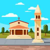 Free vector flat design church building illustration