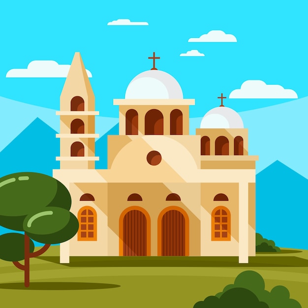 Free vector flat design church building illustration