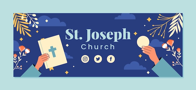 Flat design church facebook cover