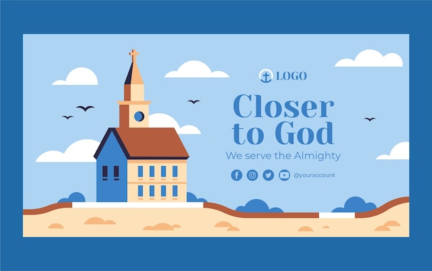 Vettore gratuito post su facebook della chiesa flat design