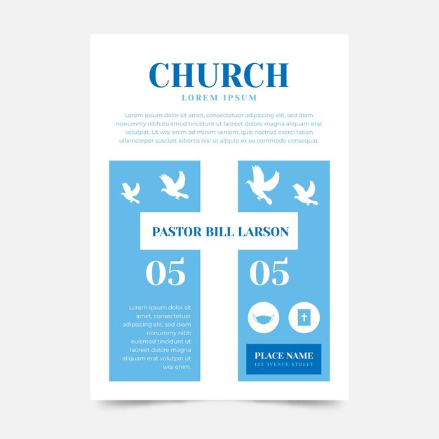 Flat design church flyer ready to print