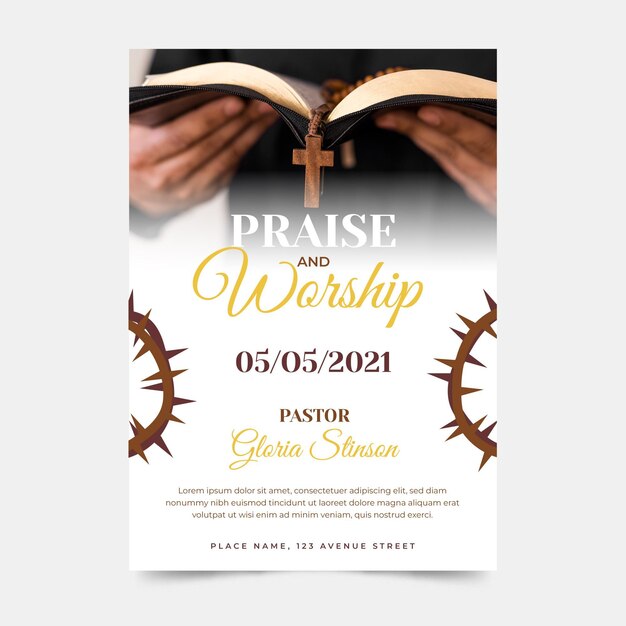 Flat design church flyer ready to print