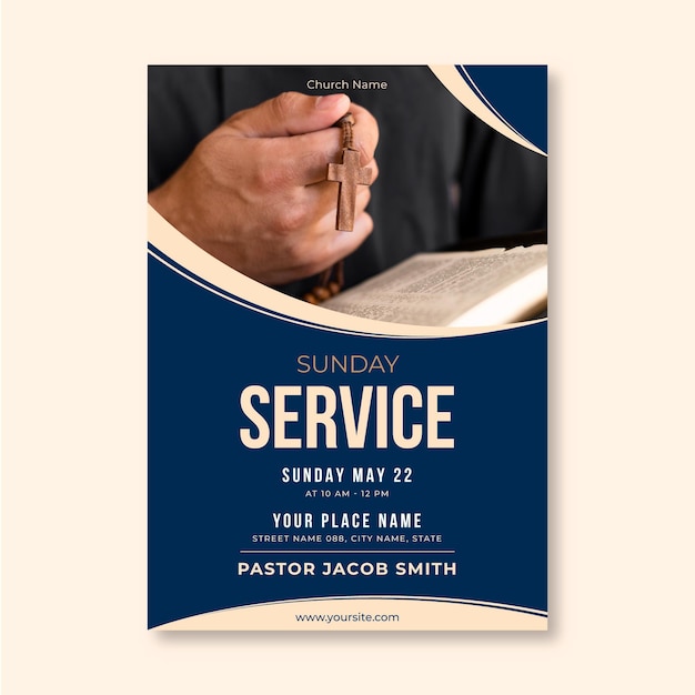 Flat design church flyer ready to print