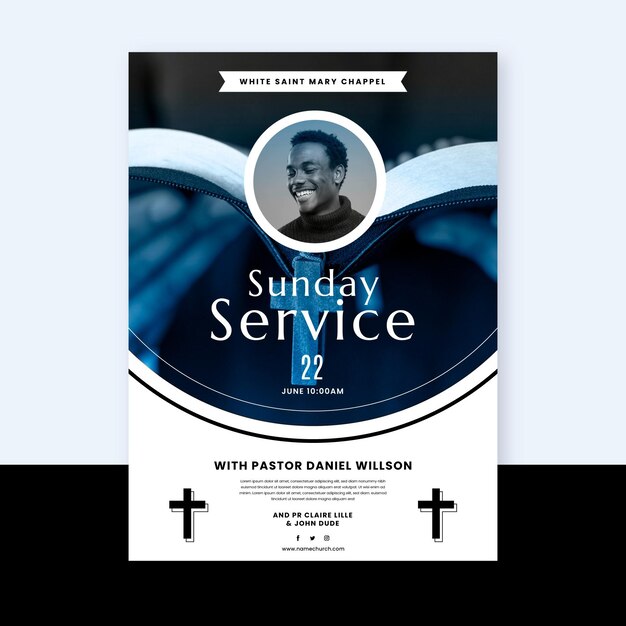 Flat design church flyer ready to print