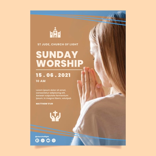 Free vector flat design church flyer ready to print