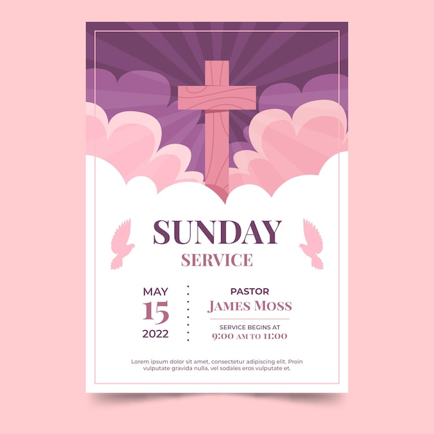 Flat design church flyer ready to print