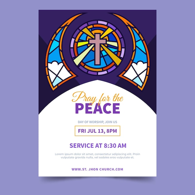 Flat design church flyer ready to print