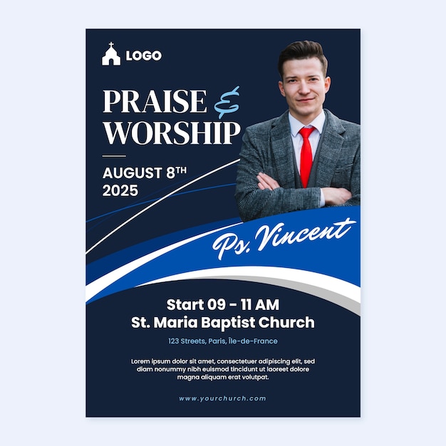 Free vector flat design church  flyer template