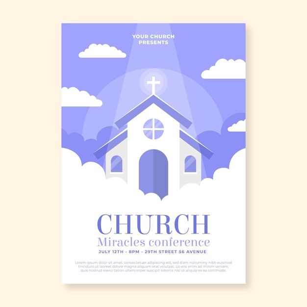 Free vector flat design church flyer